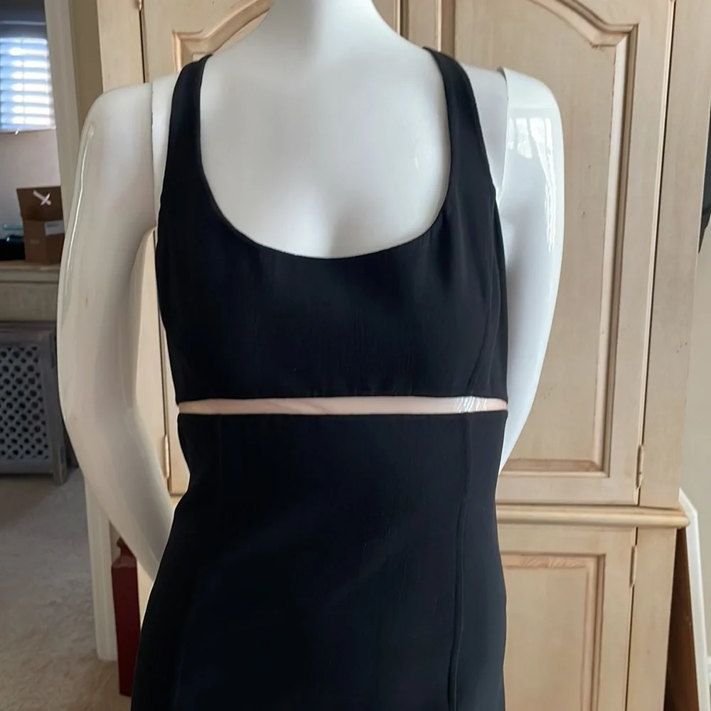 MICHAEL KORS COLLECTION Scoop Neck Empire Waist Nude Mesh Cut Out Pencil Dress 8 - Picture 2 of 12